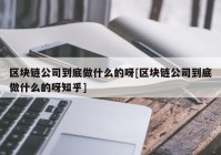 区块链公司到底做什么的呀[区块链公司到底做什么的呀知乎]